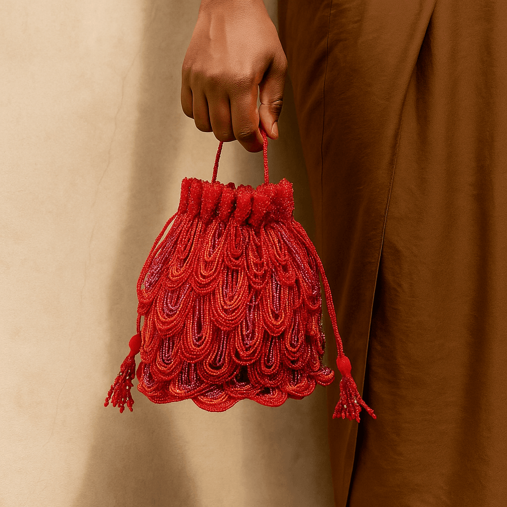 Red ethnic bag